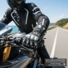 Kožené moto rukavice dlouhé 98 stříbrné